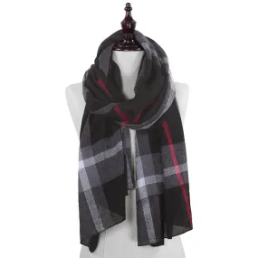 Black Plaid Oblong Scarf