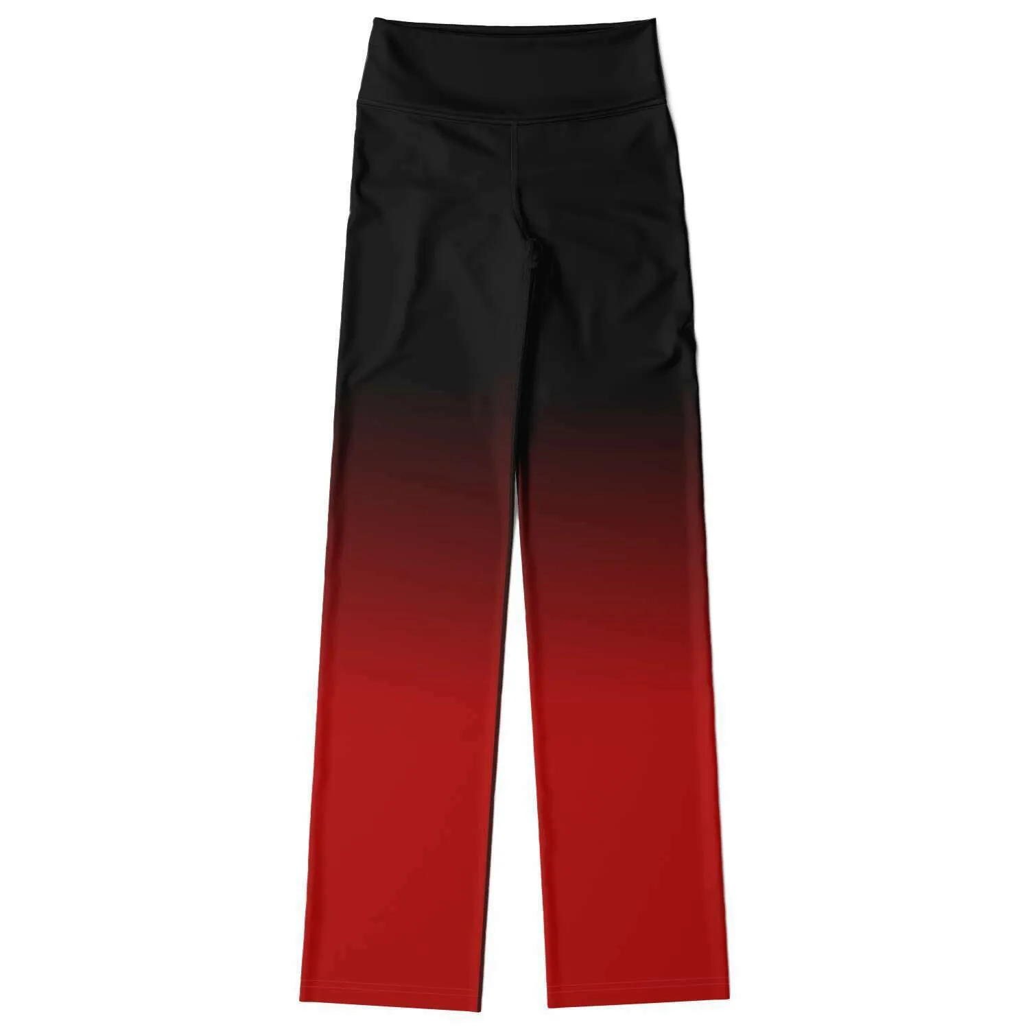 Black Red Ombre Flared Leggings, Tie Dye Printed High Waisted Yoga Designer with Pockets Stretch Workout Sexy Flare Pants