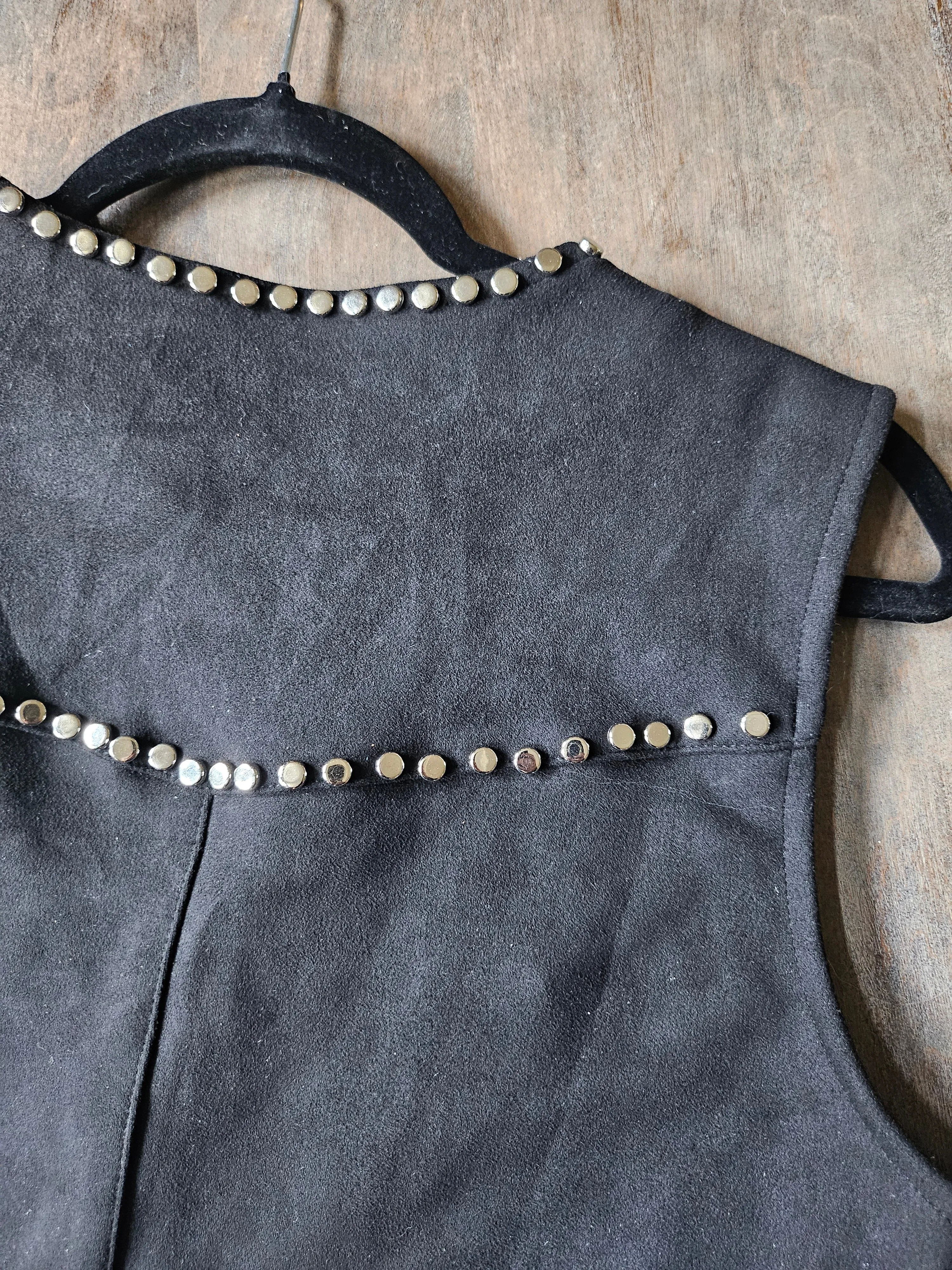 Black Suede Studded Vest