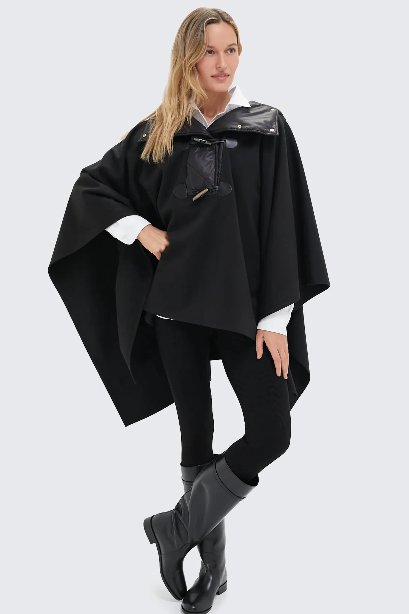 Black Tucker Toggle Poncho