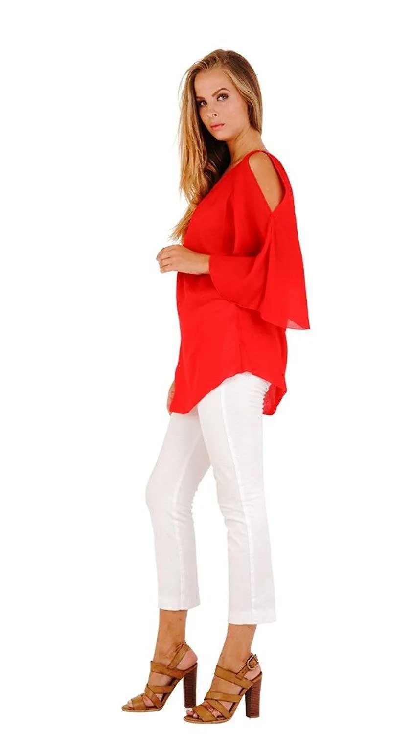 Blake Loose Fitting Long Sleeve Cold Shoulder Tunic Top