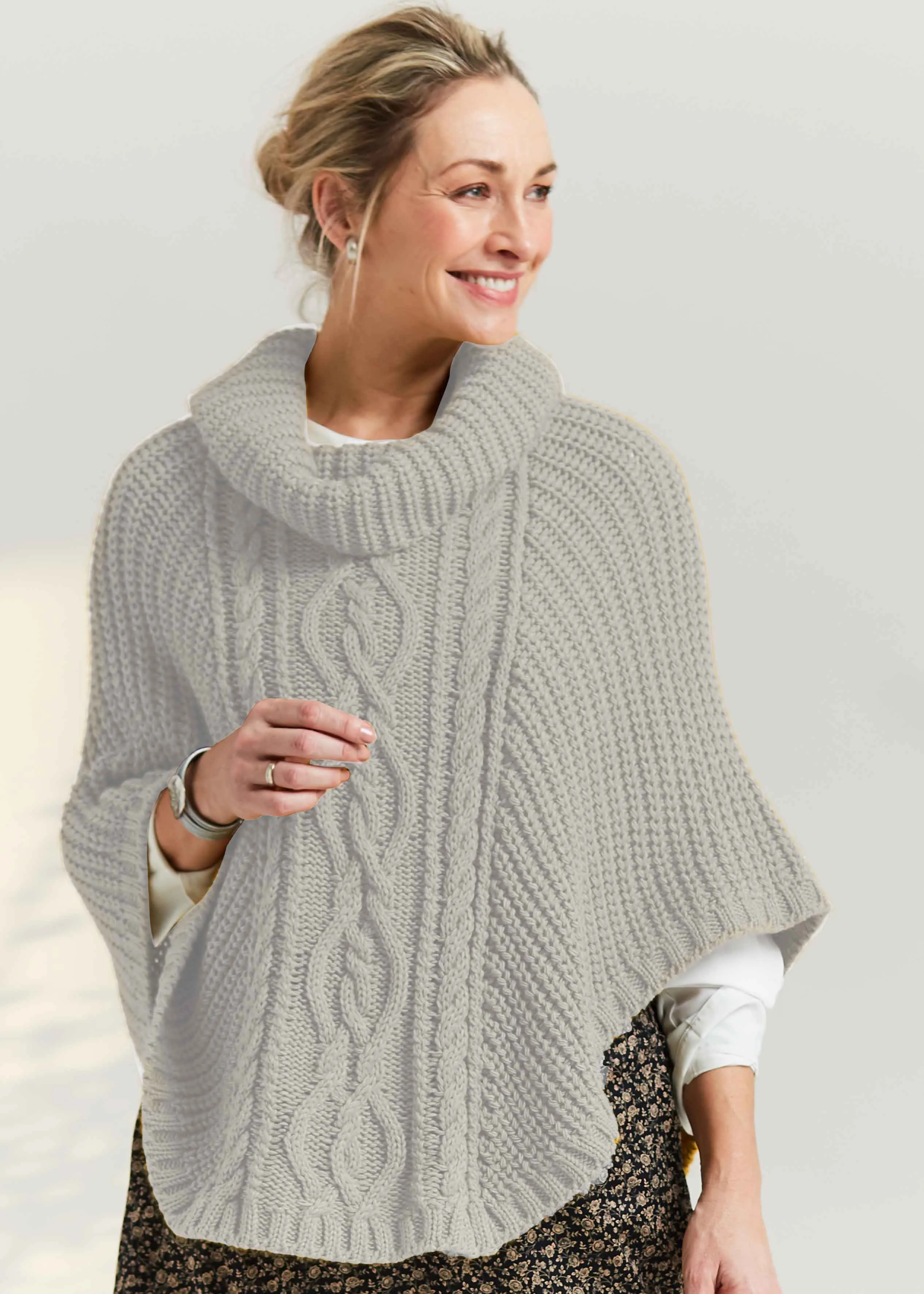 Blanche cable knit poncho