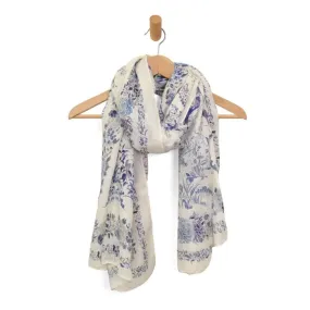 Blue Birds And Flowers Scarf