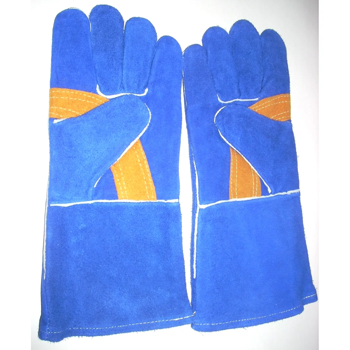 Blue Welding Gloves Split Shoulder Cowhide w Palm Patch Large Dozen