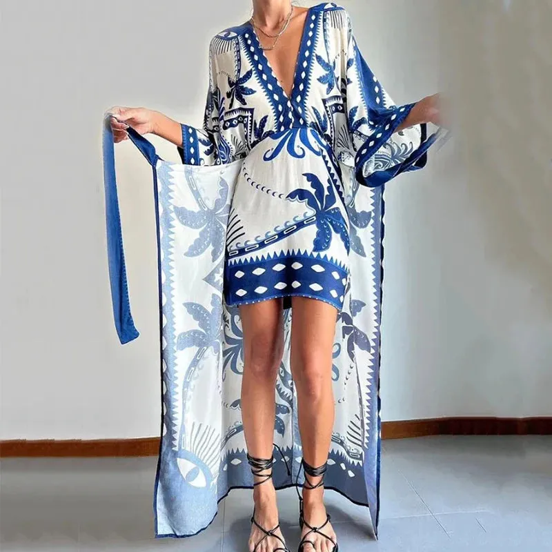 Bohemian Wrap Around Casual Beach Robe Kaftan