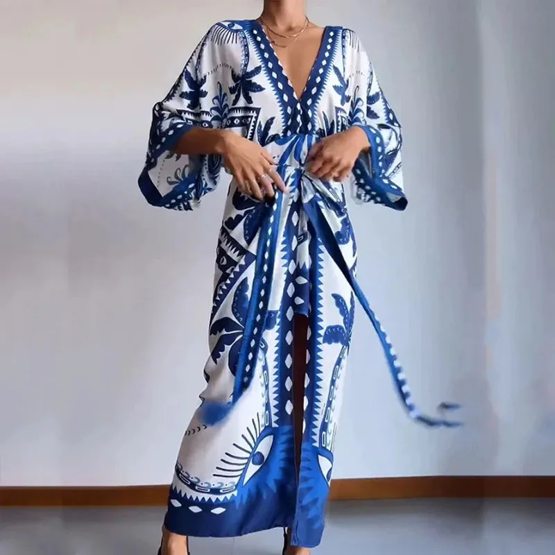 Bohemian Wrap Around Casual Beach Robe Kaftan