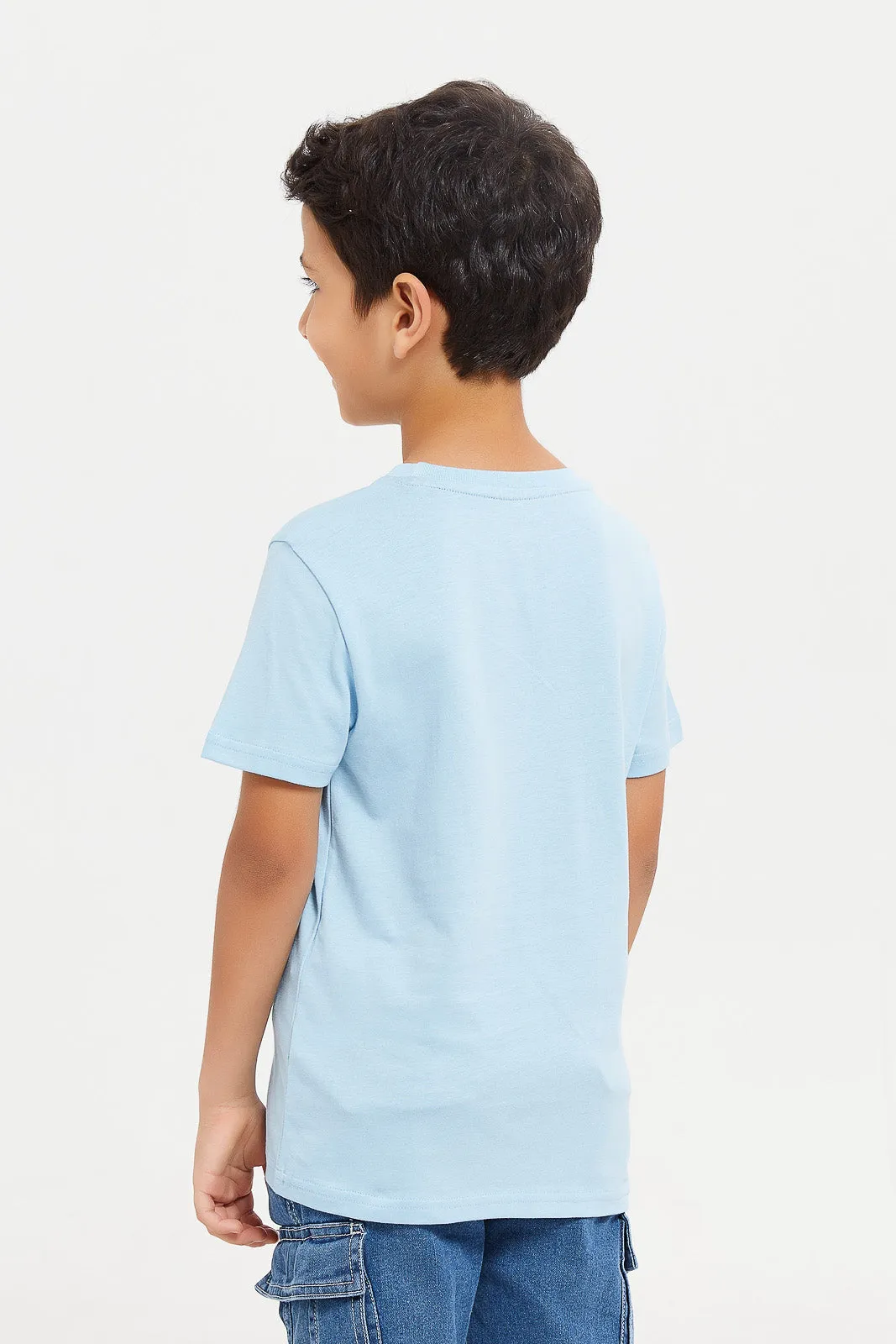 Boys Blue Create Together Chest Print Short Sleeve T-Shirt