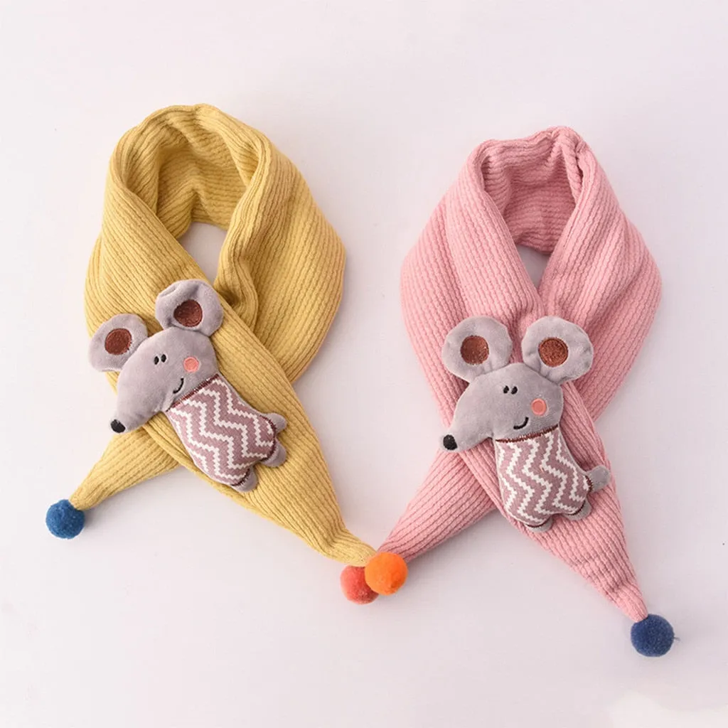 Boys Girls Kids Cartoon Cute Shawls Scarves Collar Thickening Scarf Baby Winter Scarf Soft Cotton Bandana Autumn Warm Kids Gifts