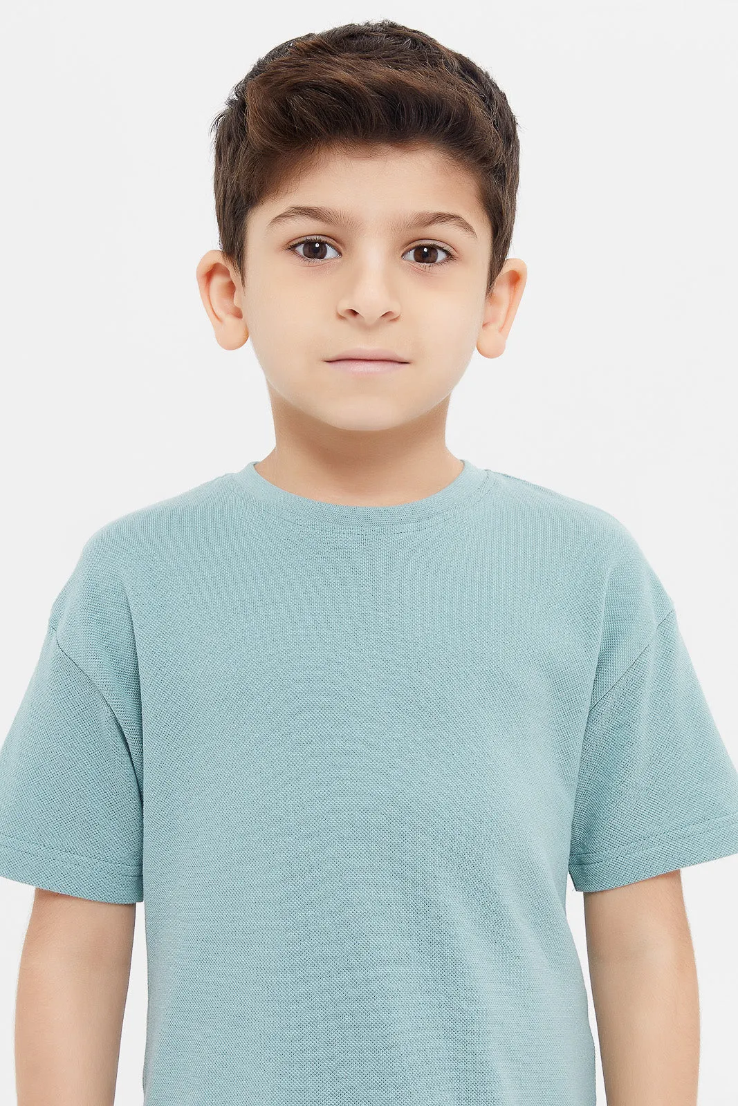 Boys Green Embroidered Oversized T-Shirt