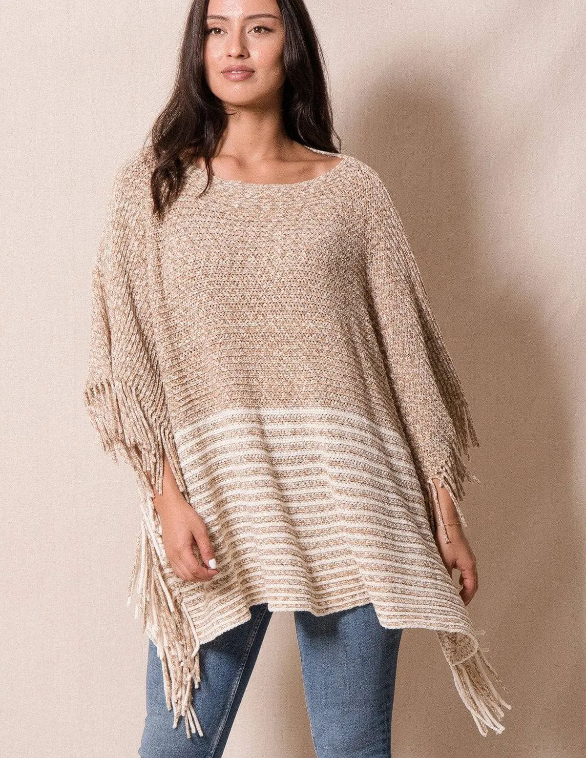 Braelynn Poncho Sweater - Flax - As-Is-Clearance