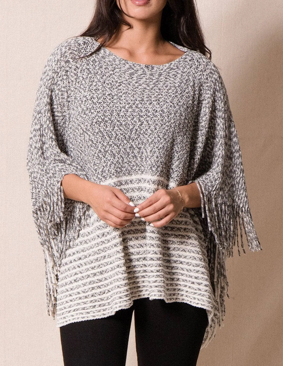 Braelynn Poncho Sweater - Icy Grey