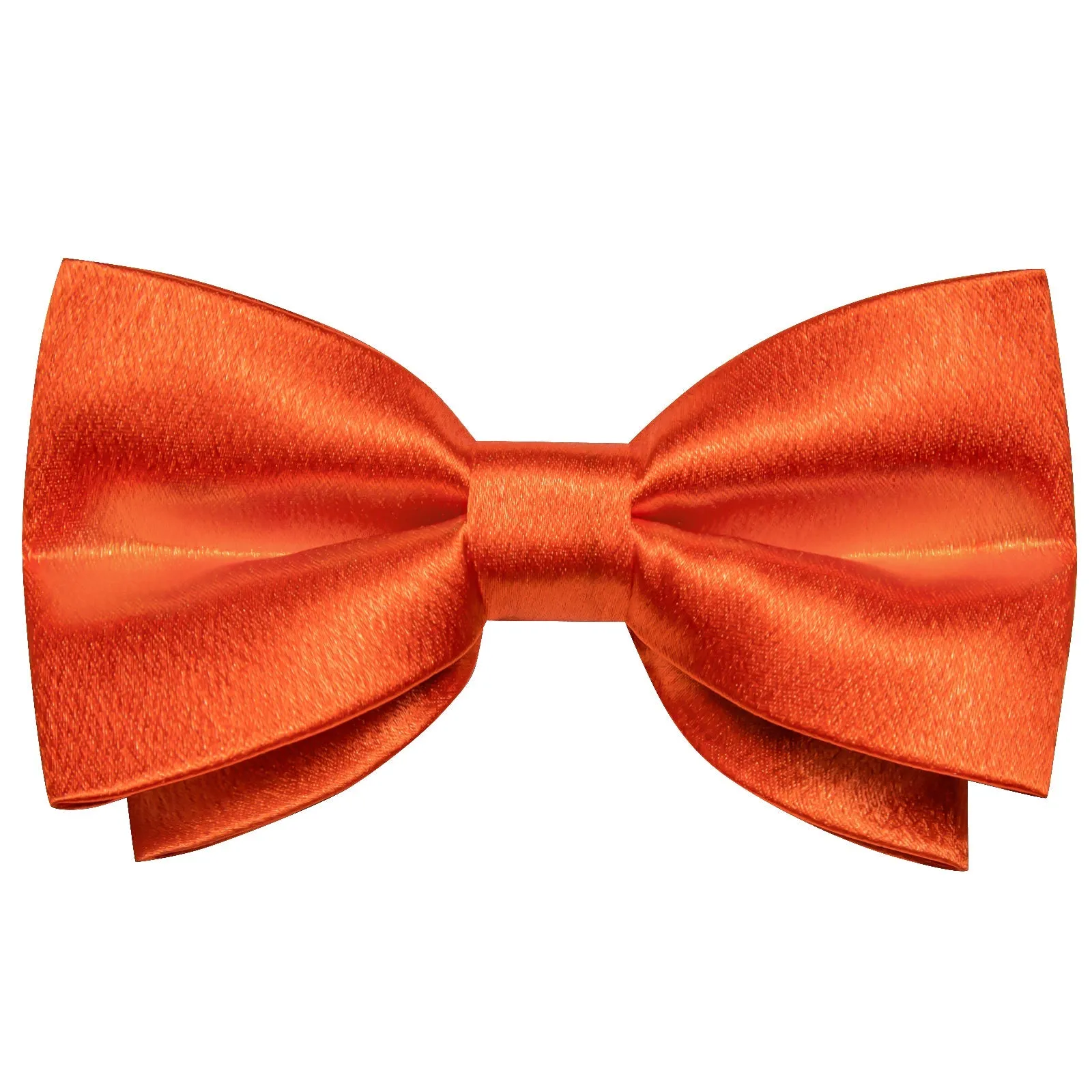 Brilliant Orange Solid Shining Silk Men Vest Necktie Bow Tie Handkerchief Cufflinks Set