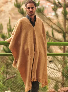 Brown Alpaca Poncho For Men