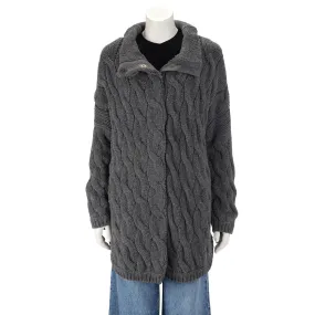 Brunello Cucinelli Charcoal Cashmere Blend Cable Knit Cardigan L