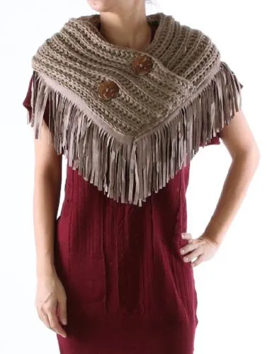 Button Embellished Cable Knit Wrap/Scarf