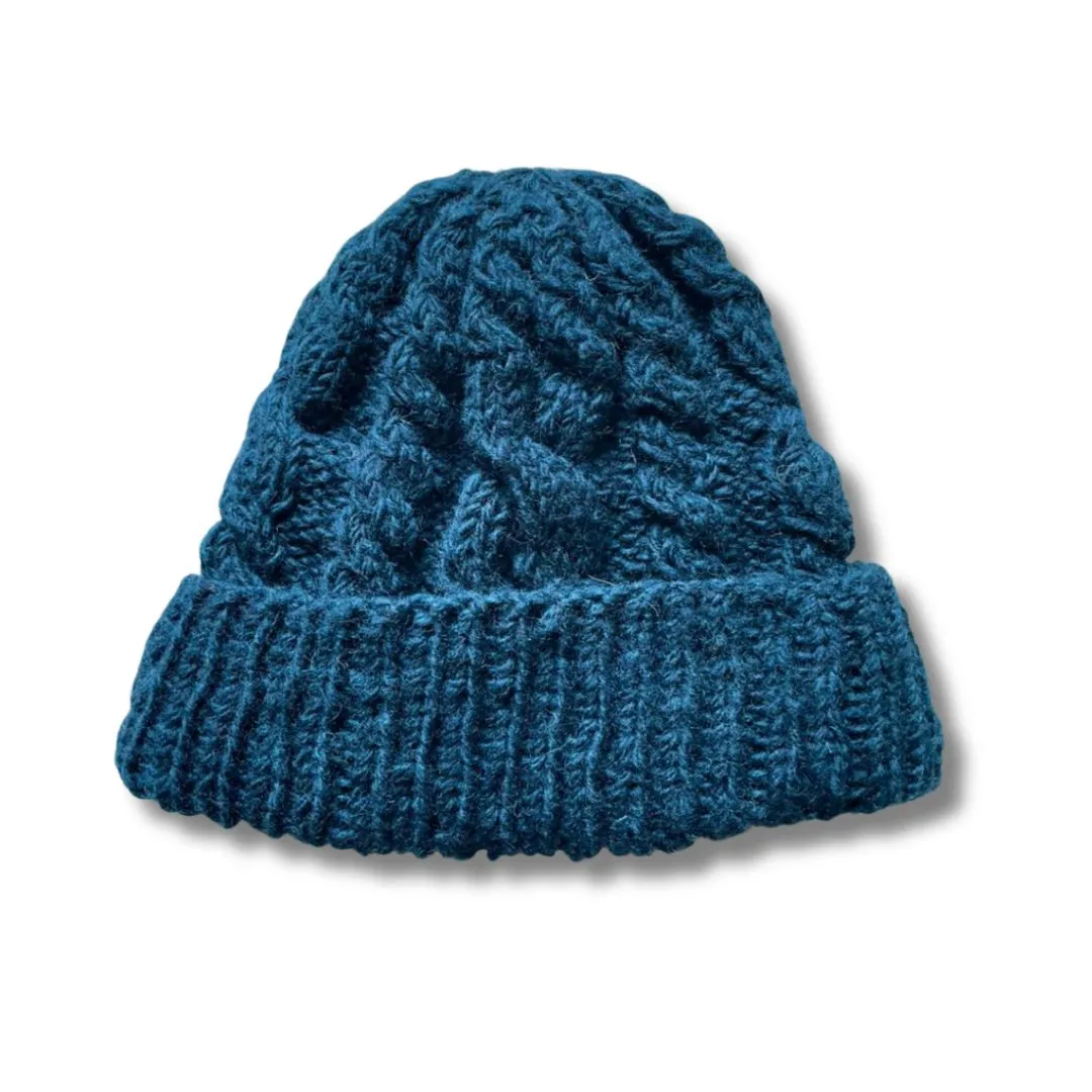 cable knit wool beanie hat