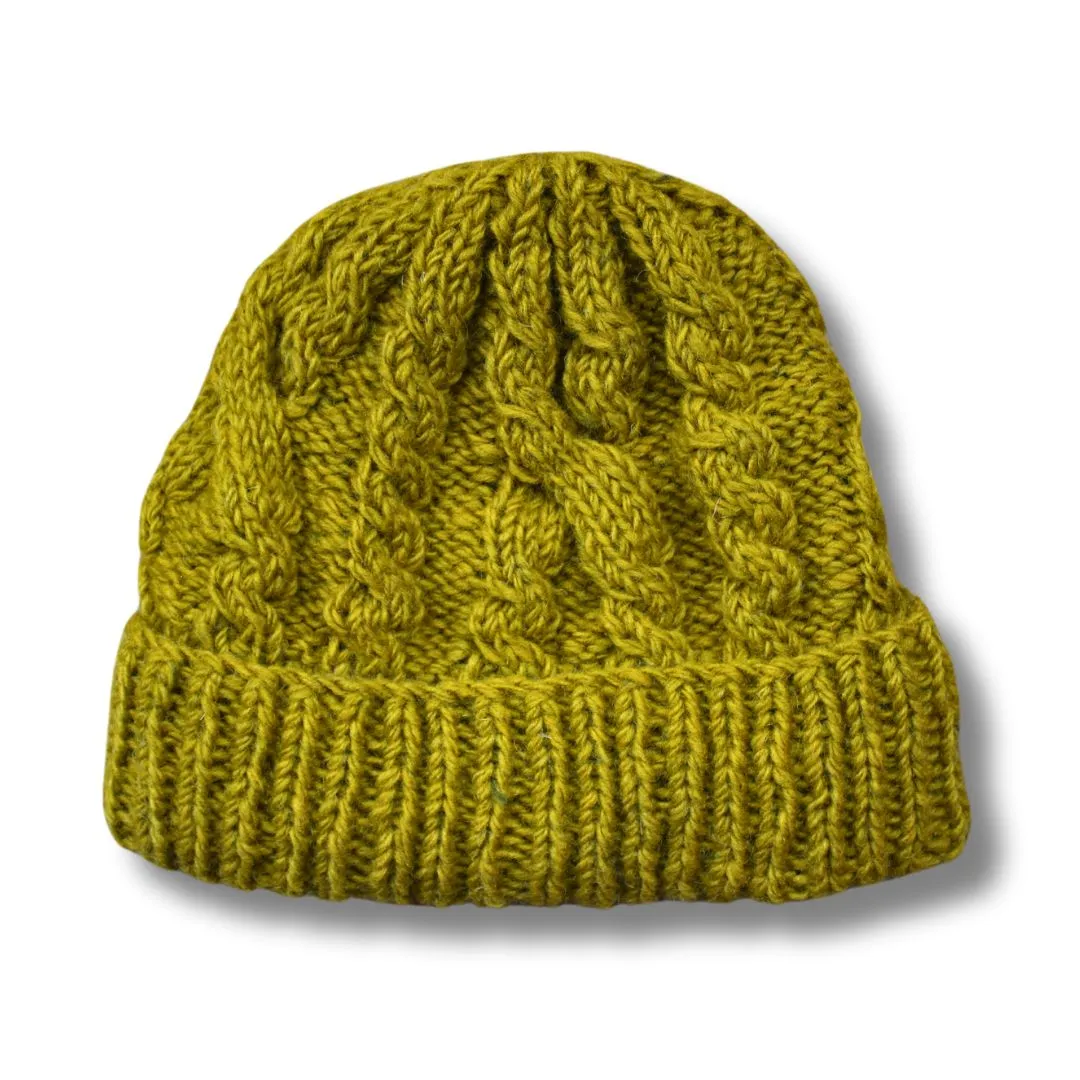 cable knit wool beanie hat