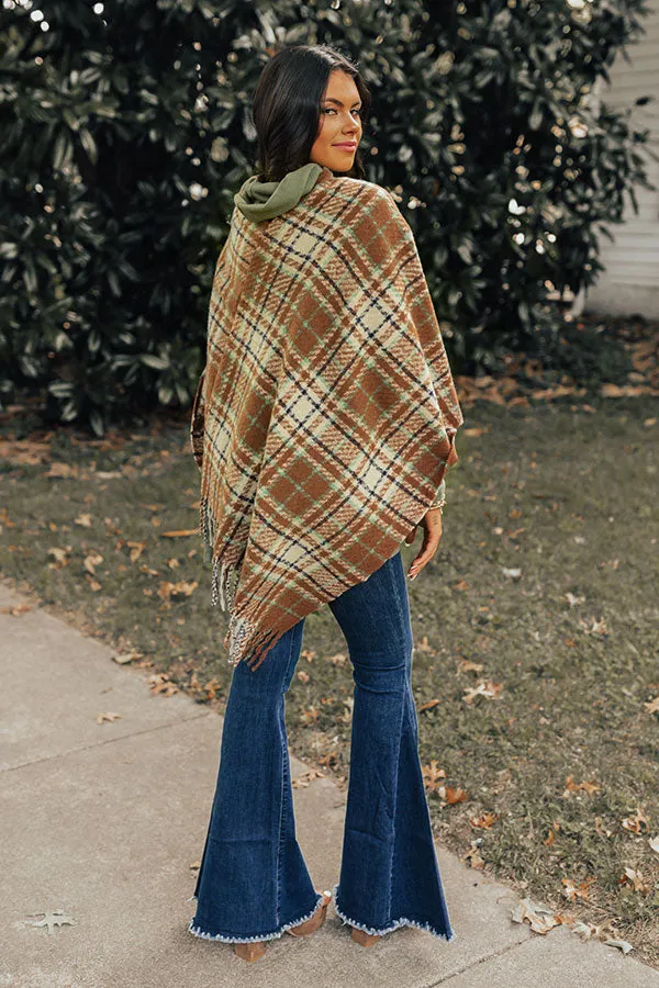 Capture A Memory Plaid Poncho In Brown