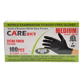 Care BK9 Extra Thick 6 Mil Black Nitrile Examination Gloves