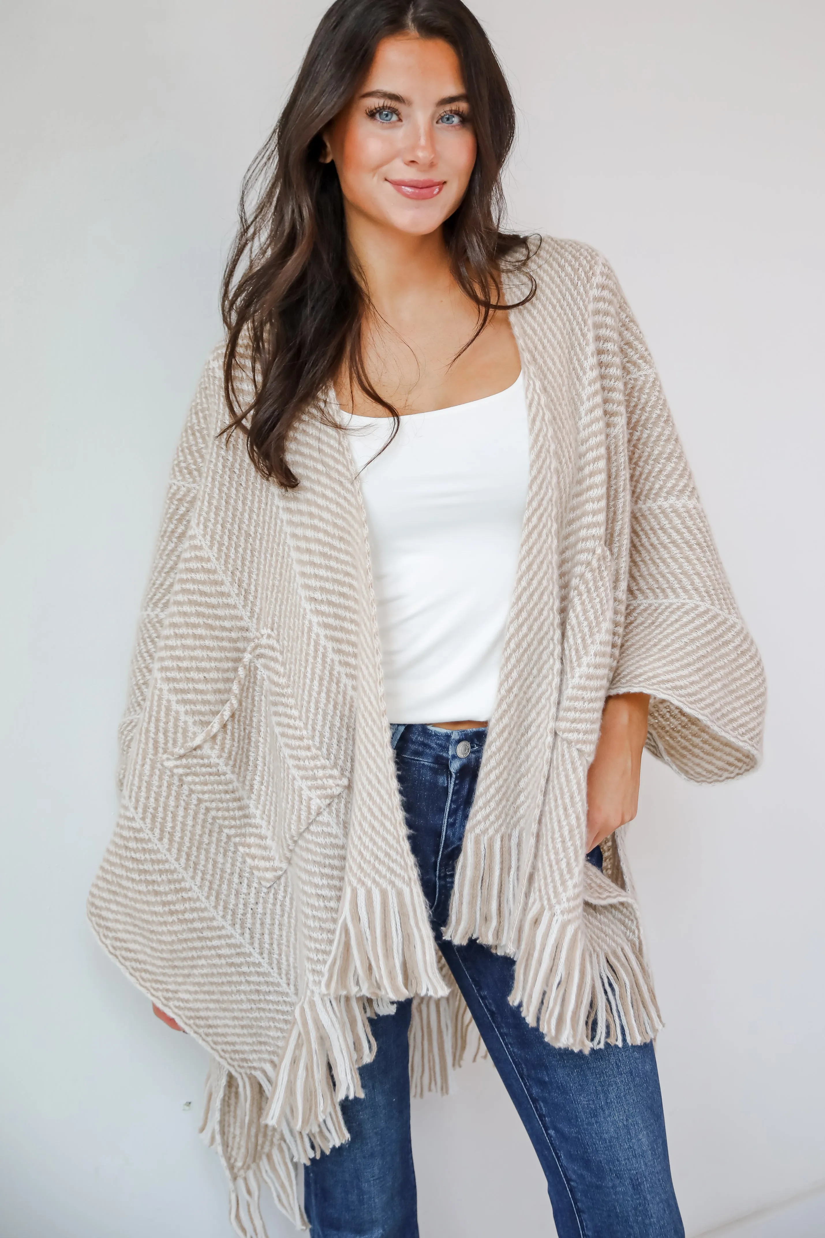 Care For You Beige Fringe Shawl - DOORBUSTER