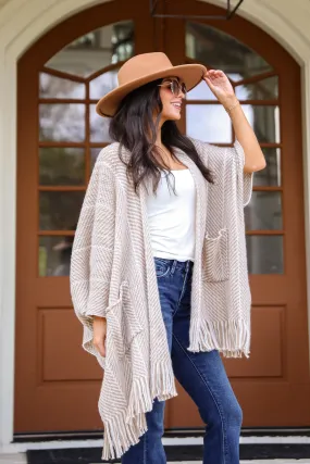 Care For You Beige Fringe Shawl - DOORBUSTER