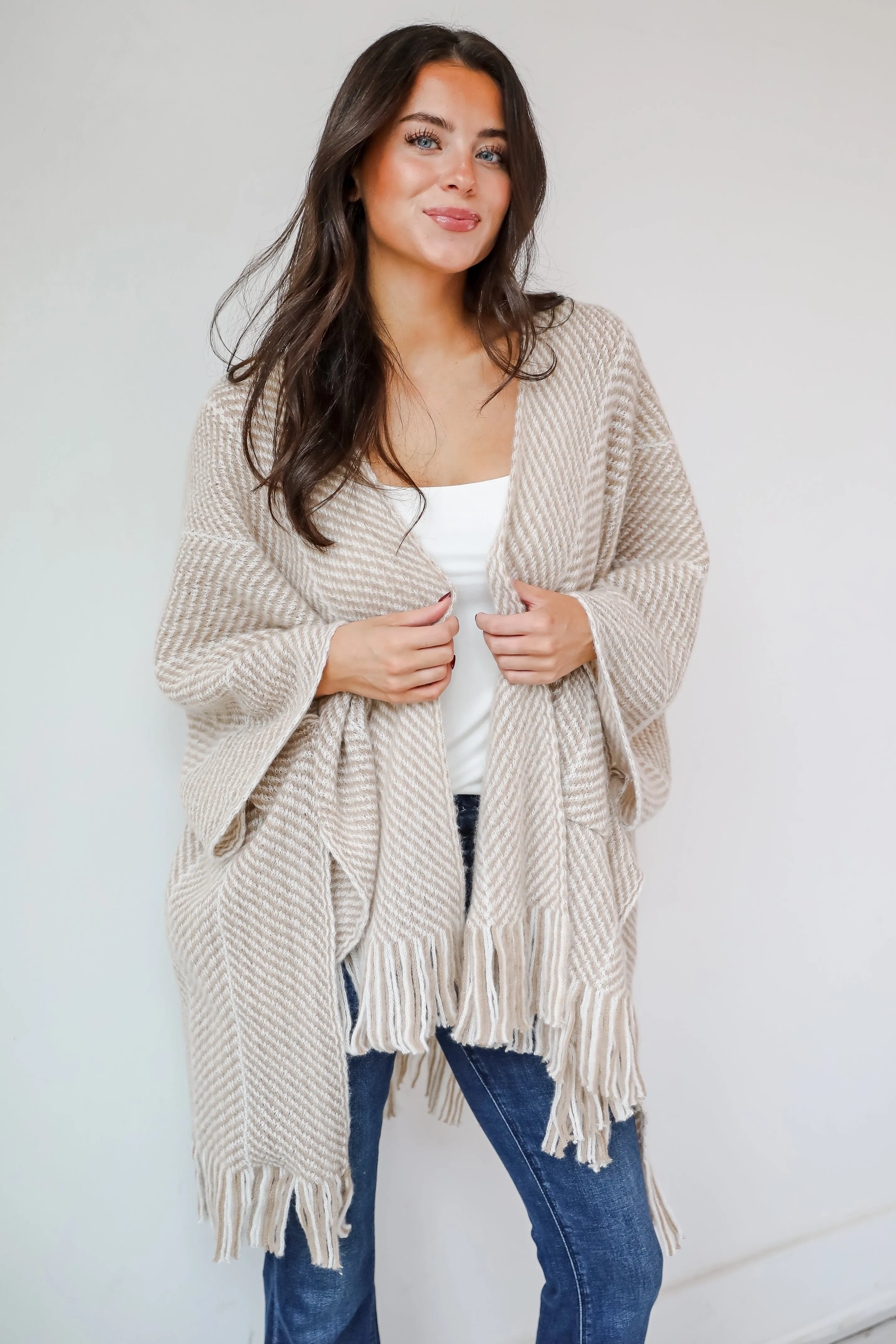 Care For You Beige Fringe Shawl - DOORBUSTER