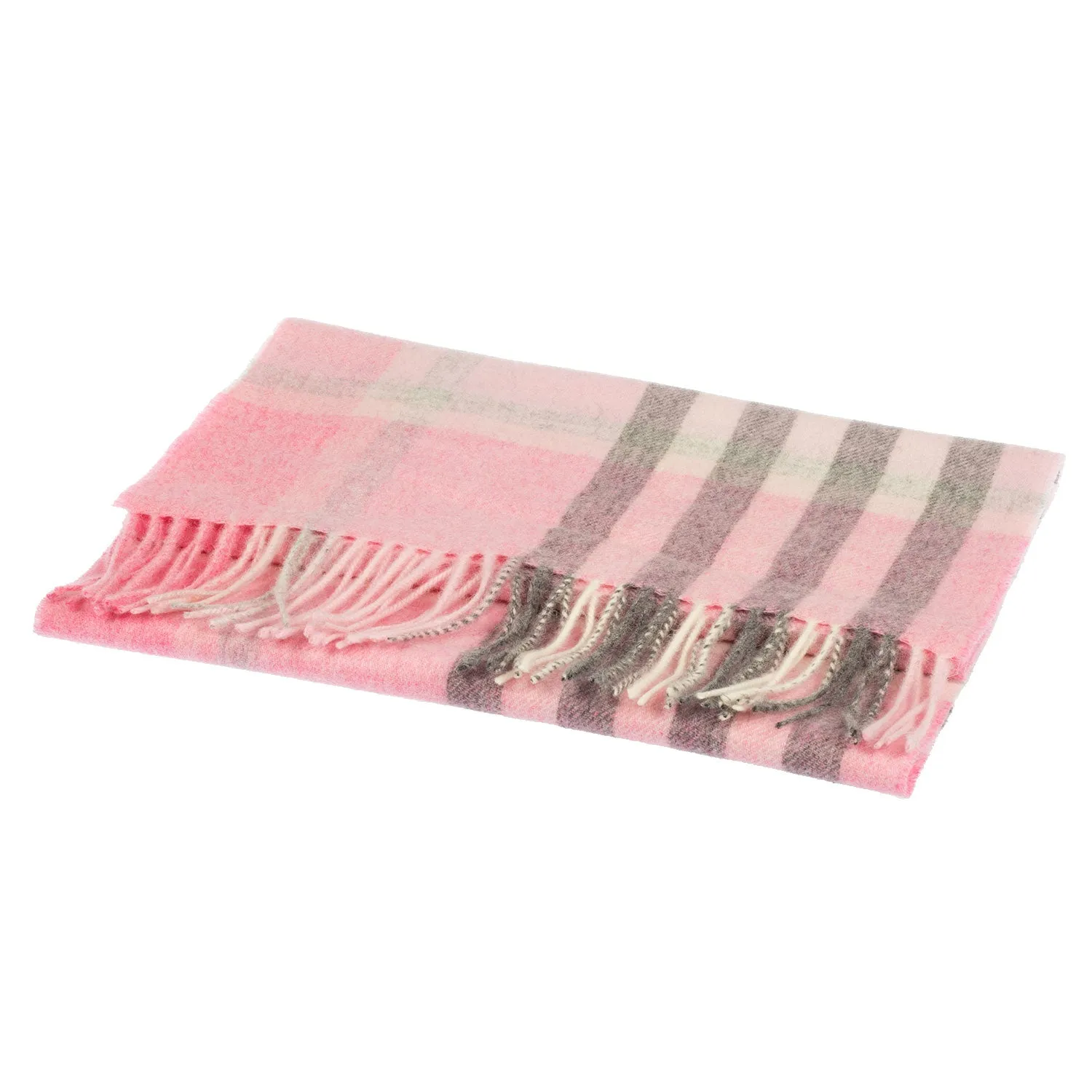 Chequer Tartan 90/10 Cashmere Scarf Bar  Pink