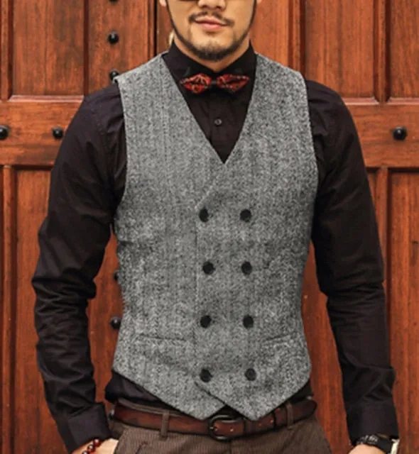 Classic Double Breasted V-Neck Vest