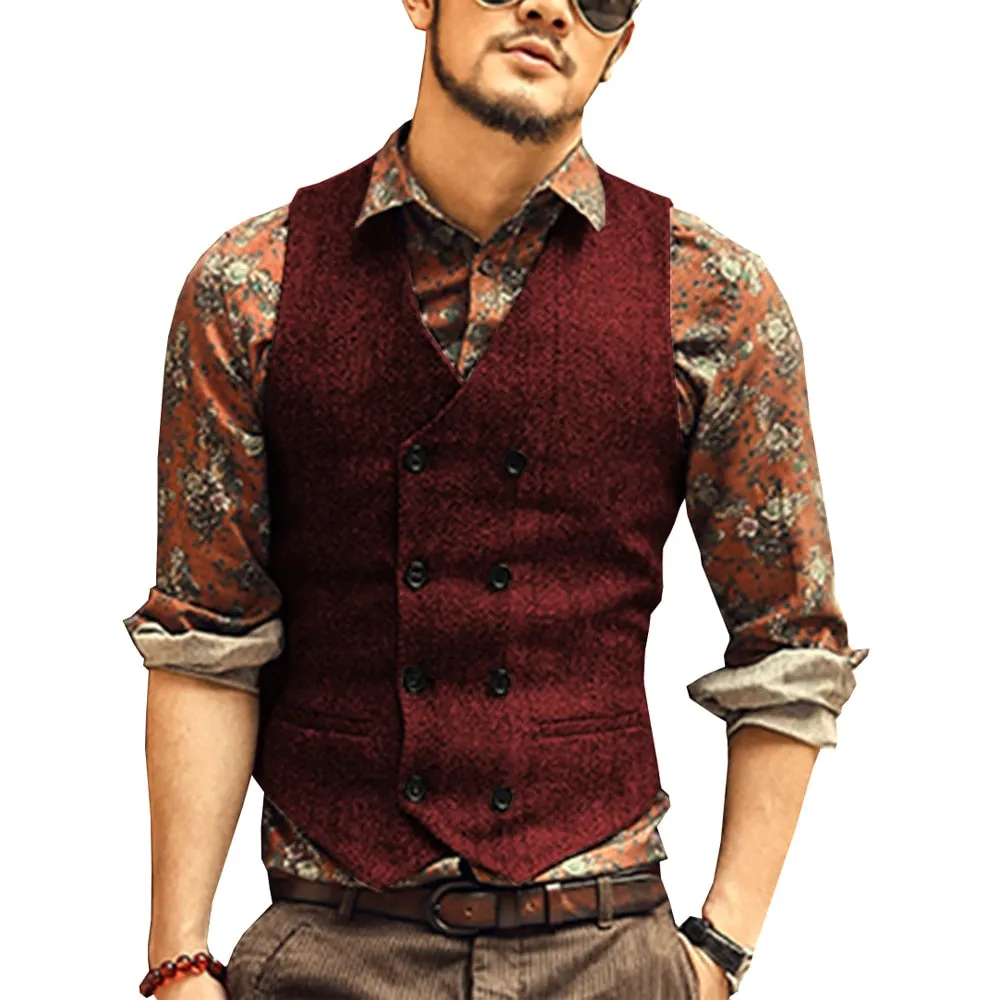 Classic Double Breasted V-Neck Vest