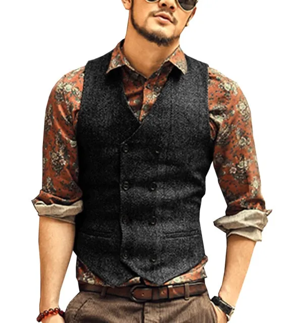 Classic Double Breasted V-Neck Vest