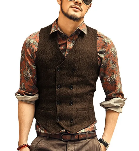 Classic Double Breasted V-Neck Vest