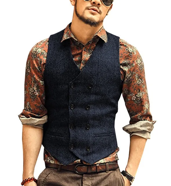 Classic Double Breasted V-Neck Vest