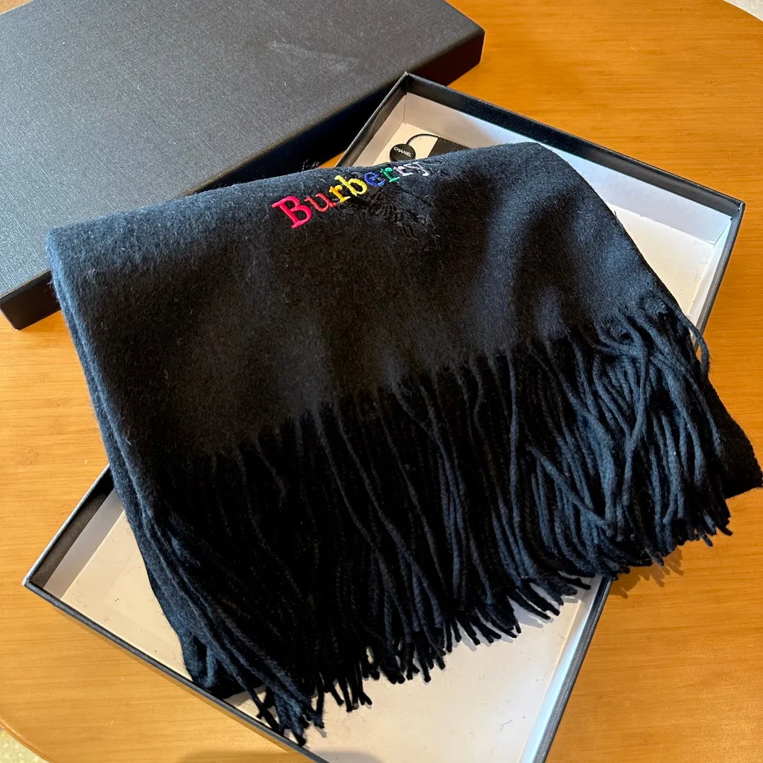 CLASSIC SCARF 200 CM IN BLACK CASHMERE  402267