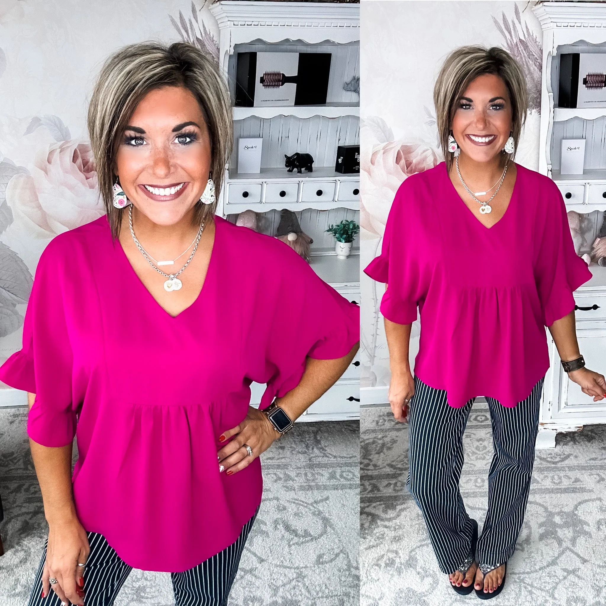 Close to Me Blouse - Magenta