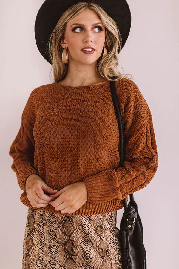 Cocoa Stroll Chenille Sweater In Cinnamon