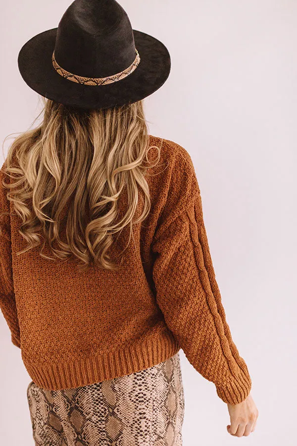 Cocoa Stroll Chenille Sweater In Cinnamon