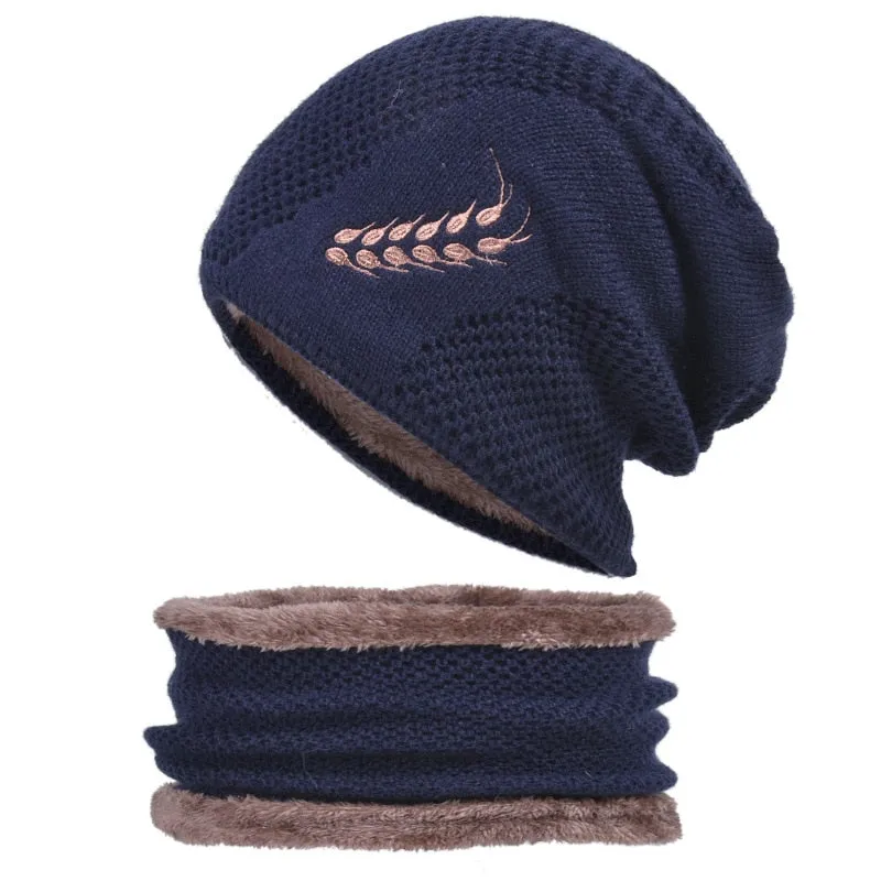 Coral Fleece Scarf Winter Hat Soft Men Beanie