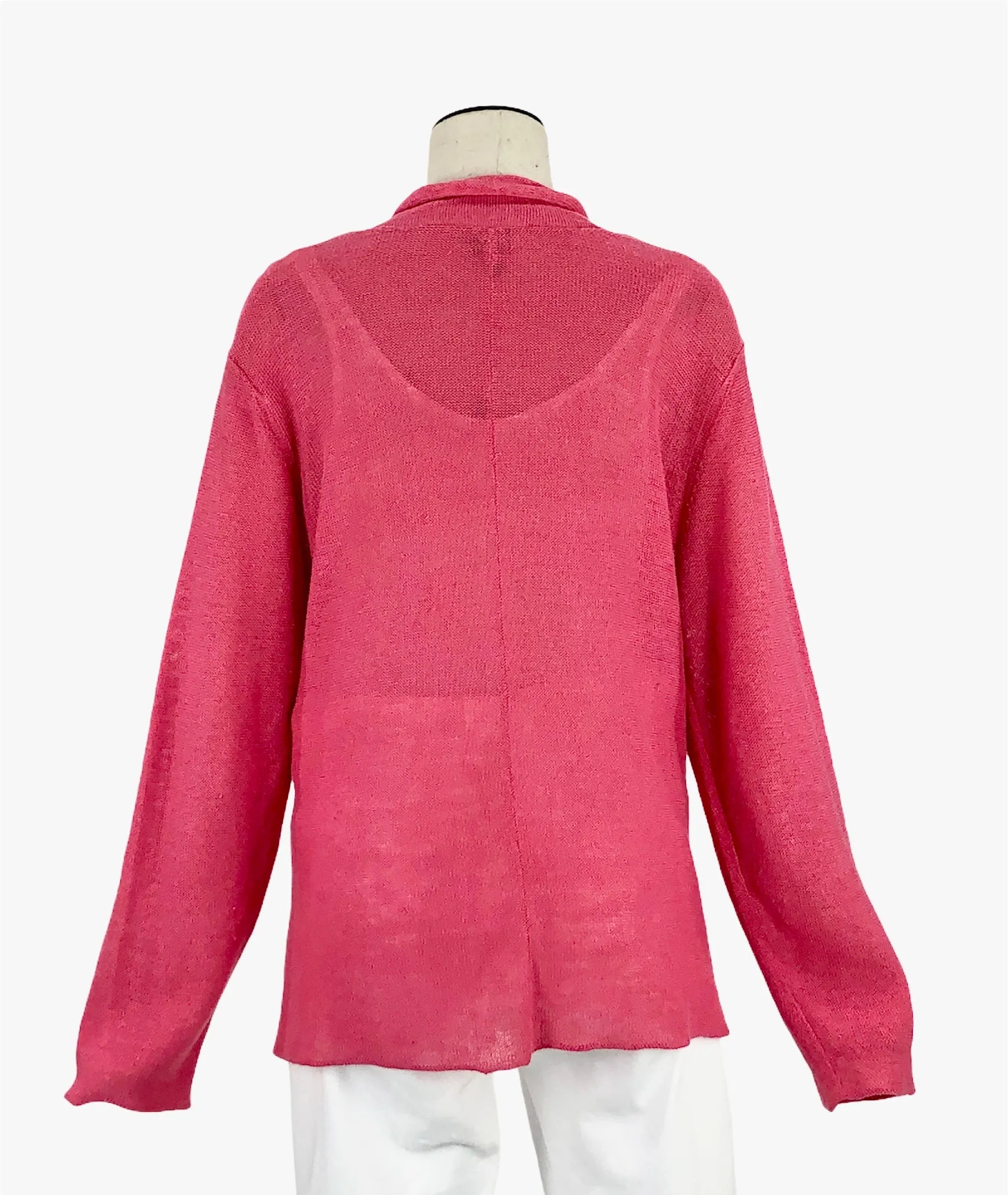 Coral Open Front Linen Cardigan | Size XL