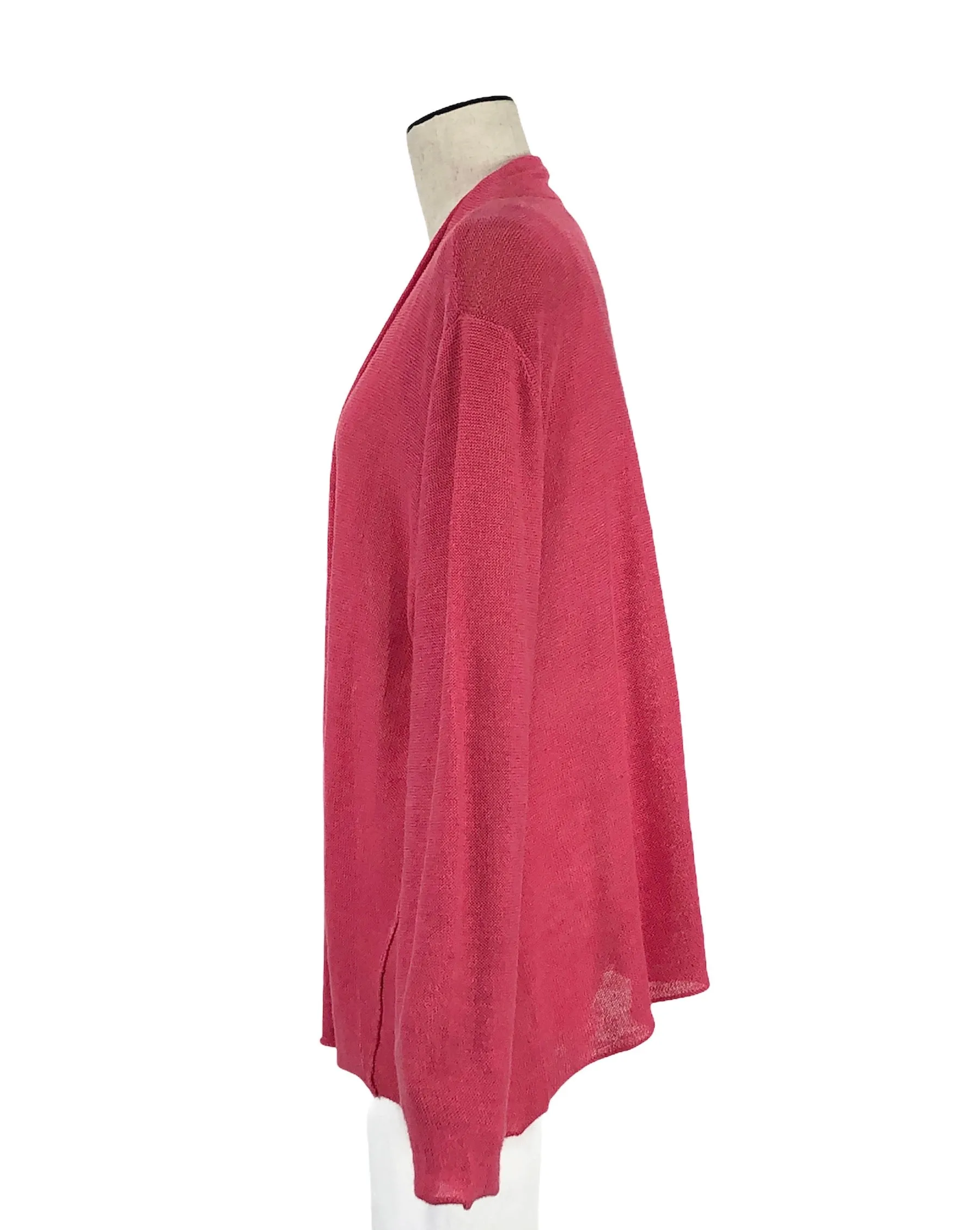 Coral Open Front Linen Cardigan | Size XL