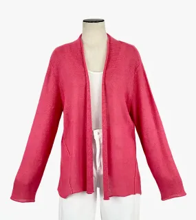 Coral Open Front Linen Cardigan | Size XL