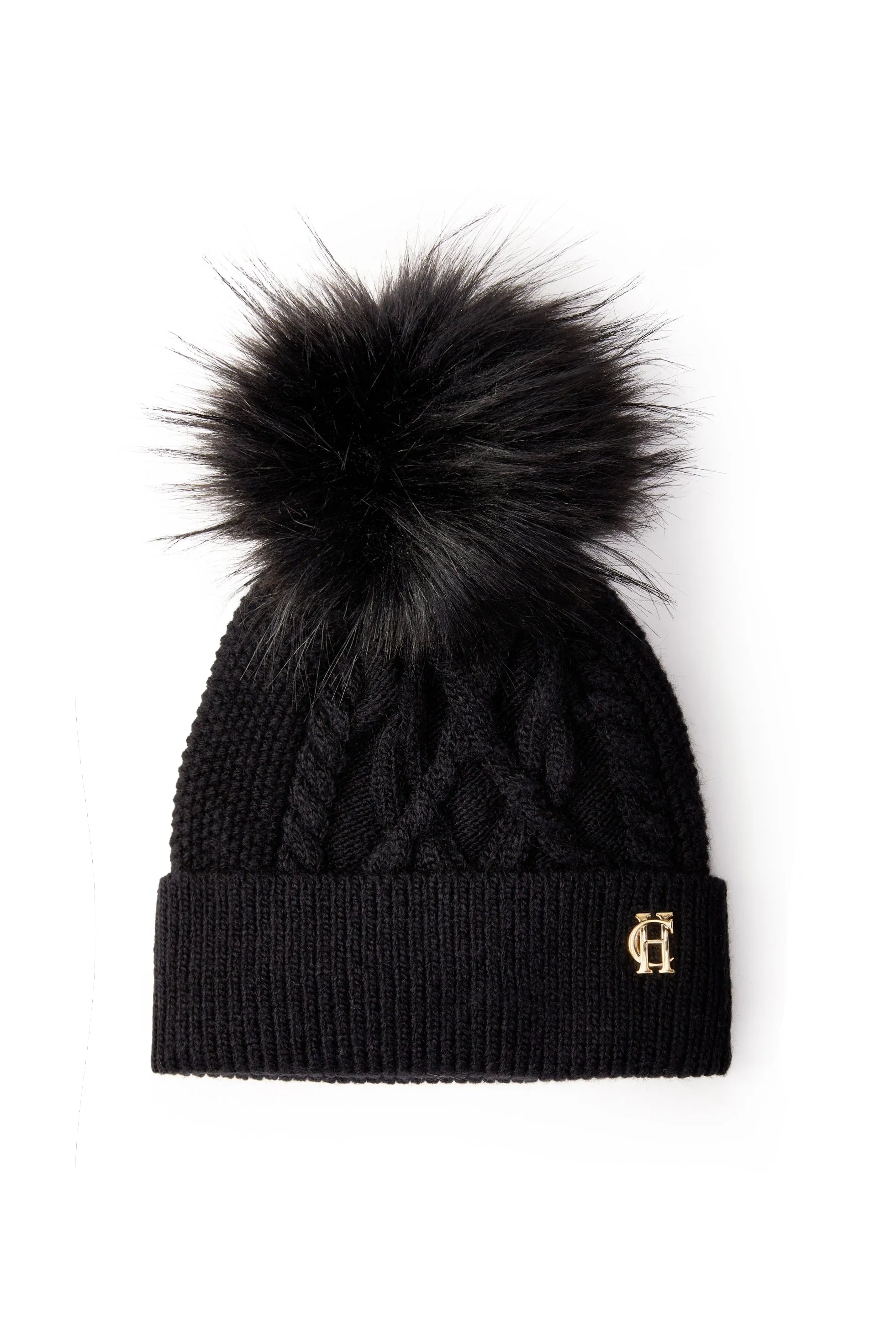 Cortina Bobble Hat & Fingerless Gloves Set (Black)