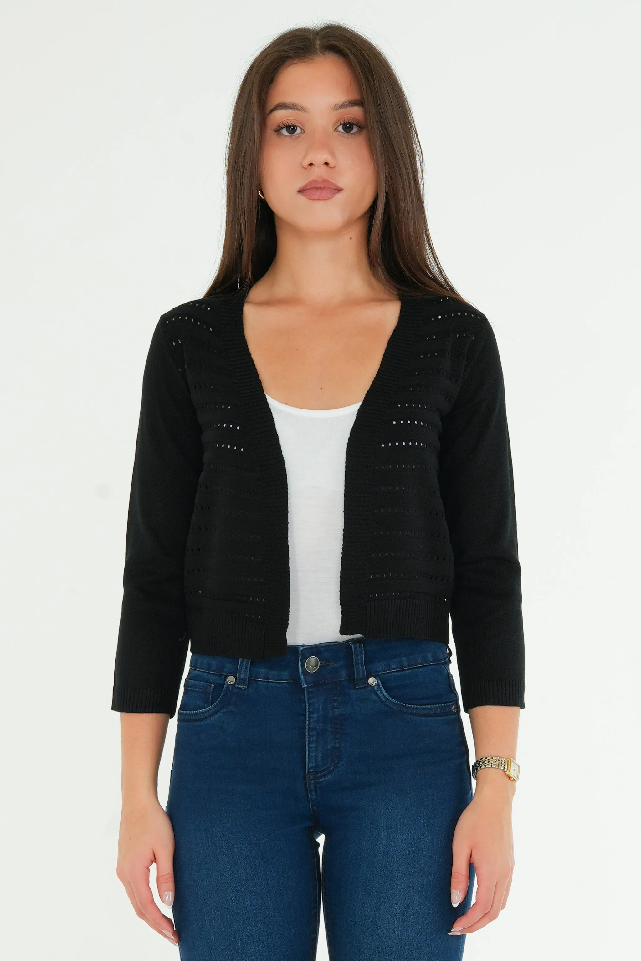 Cropped Open Cardigan