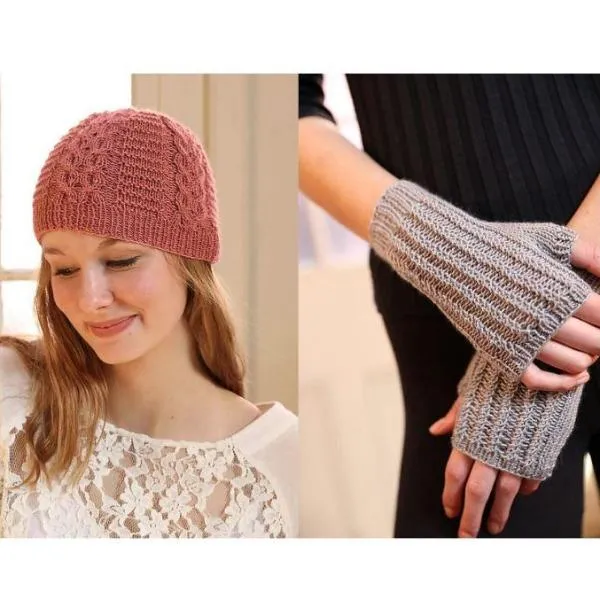 Cuzco Cashmere Cabled Hat & Fingerless Mitts Kit