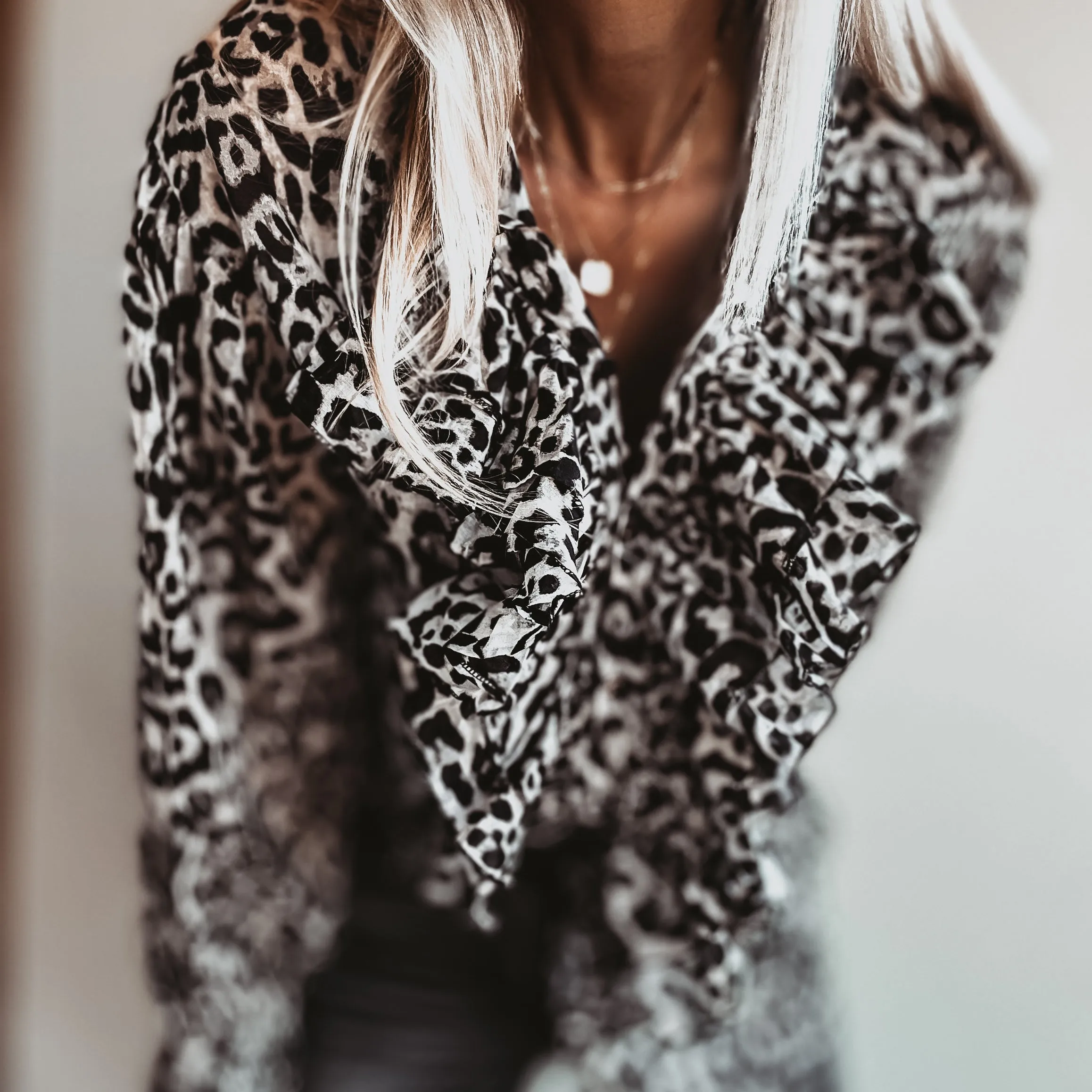 Dark Leopard ruffle Blouse *NEW*