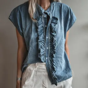 Denim ruffle Blouse *NEW*