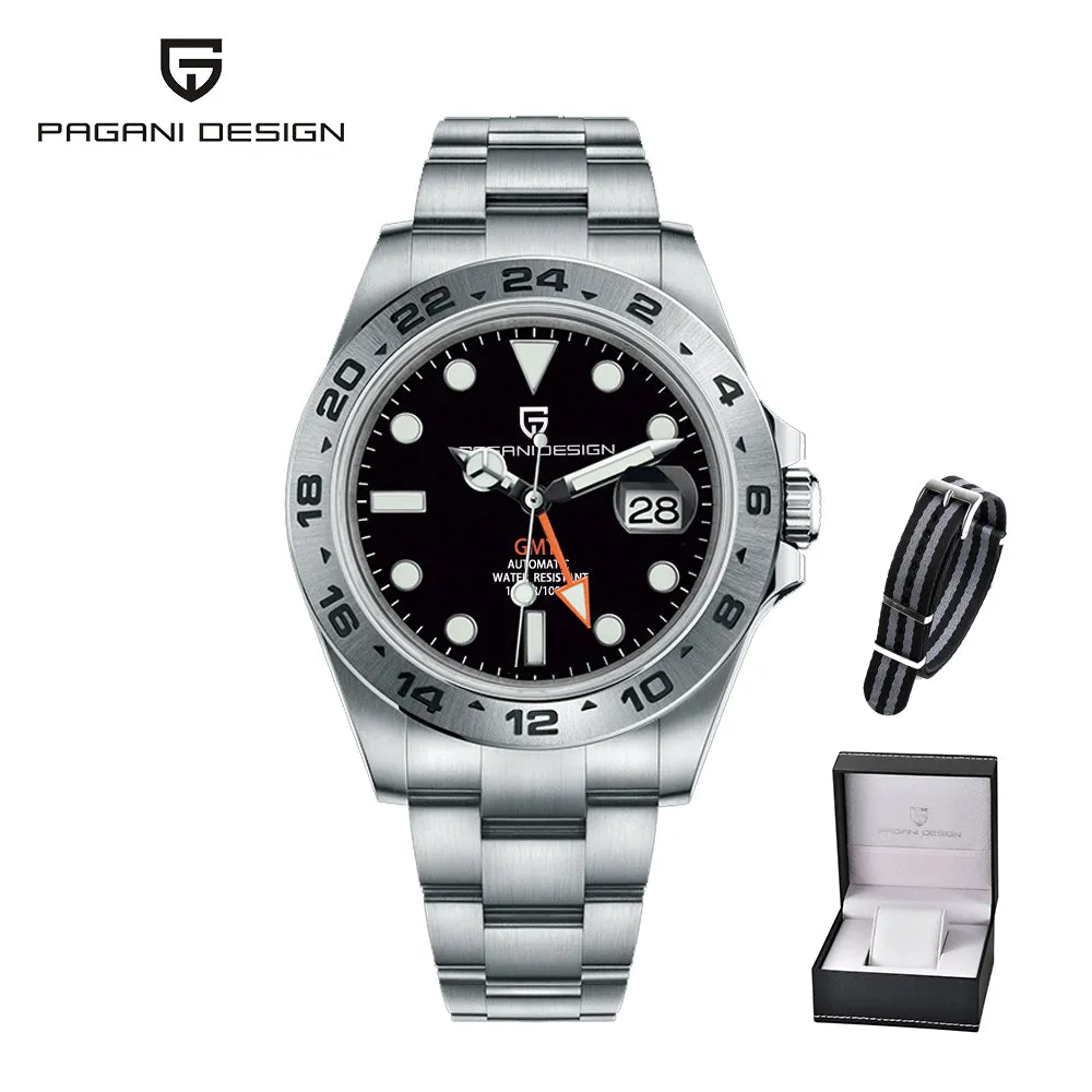 Design  Men's Automatic Mechanical Watches GMT Watch 42mm Sapphire Stainless Steel Waterproof Watch Reloj Hombre