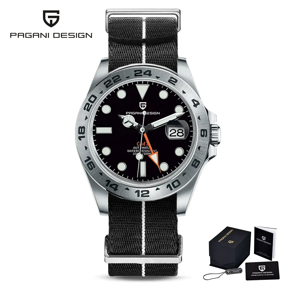 Design  Men's Automatic Mechanical Watches GMT Watch 42mm Sapphire Stainless Steel Waterproof Watch Reloj Hombre