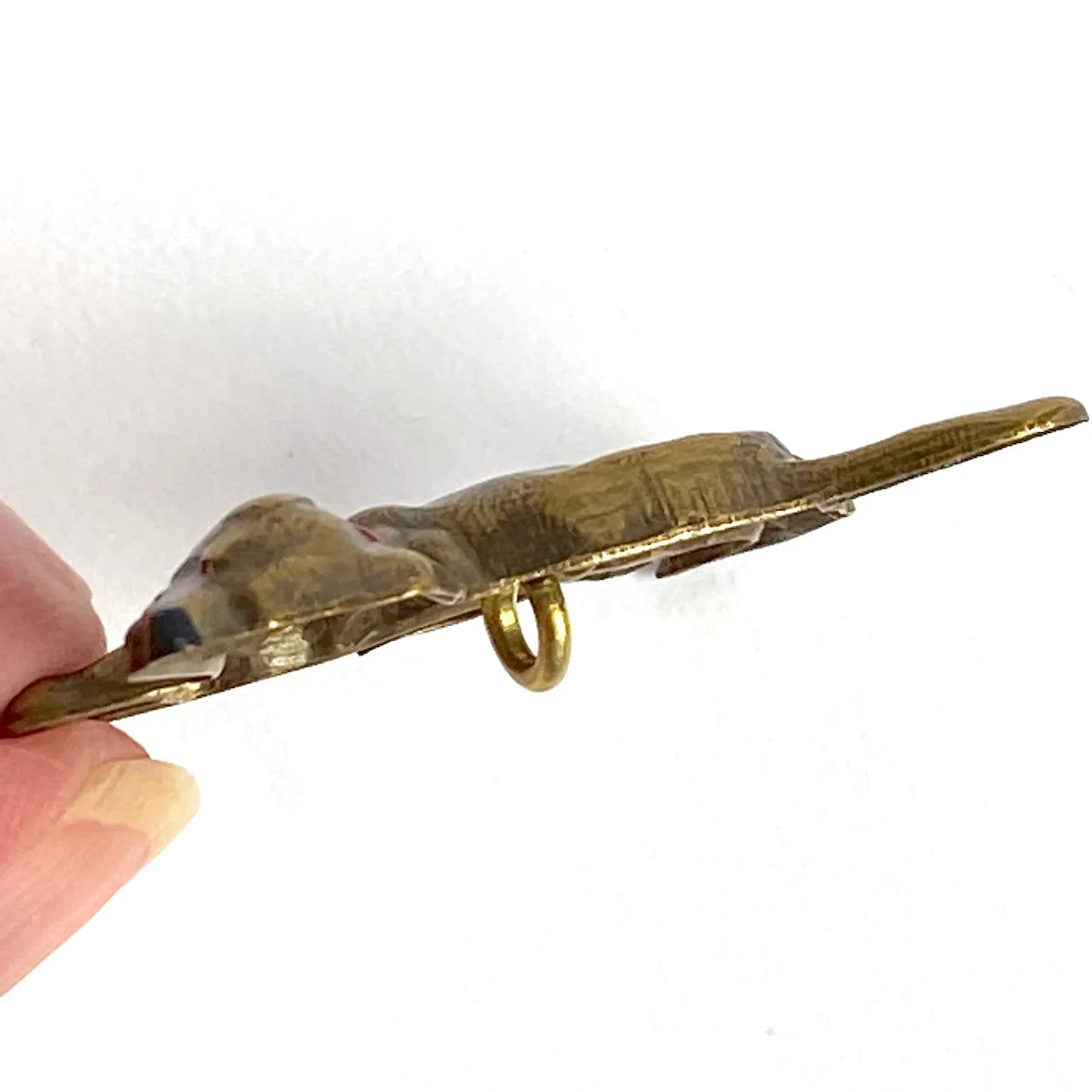 Dog Playing, Shank Back Metal Button, by Susan Clarke, 1-1/2"