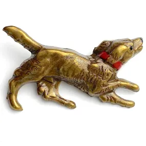 Dog Playing, Shank Back Metal Button, by Susan Clarke, 1-1/2"