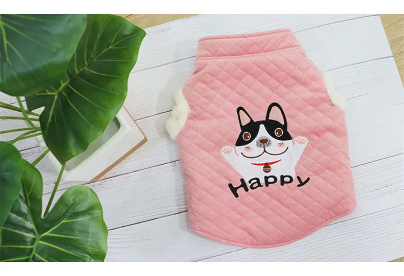 Dog Vest Plush Thickened Candy Color New Year\'s Clothing